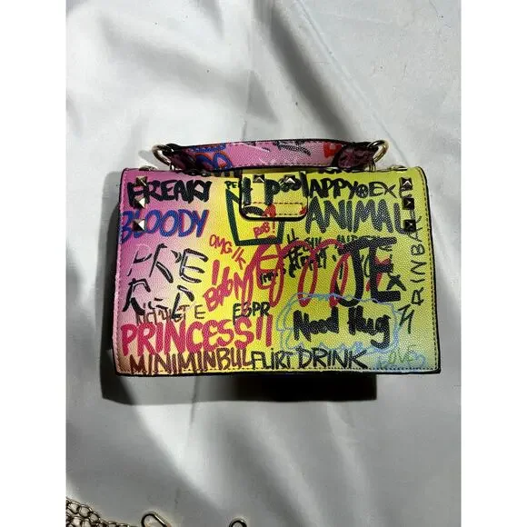 NWOT Clear and Graffiti Crossbody Bag with Studs - Picture 8 of 8